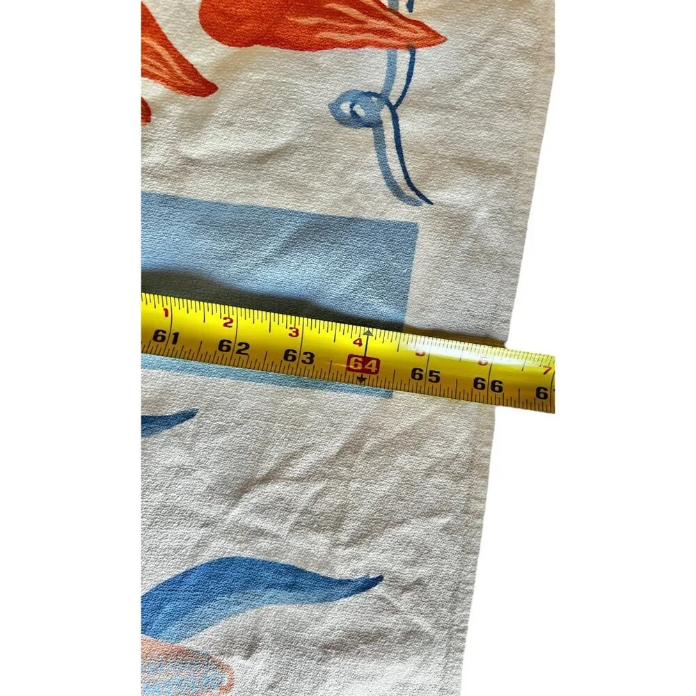 Vintage Southwest Tablecloth & 6 Napkins Set Blue & Orange Cotton Chilis Corn